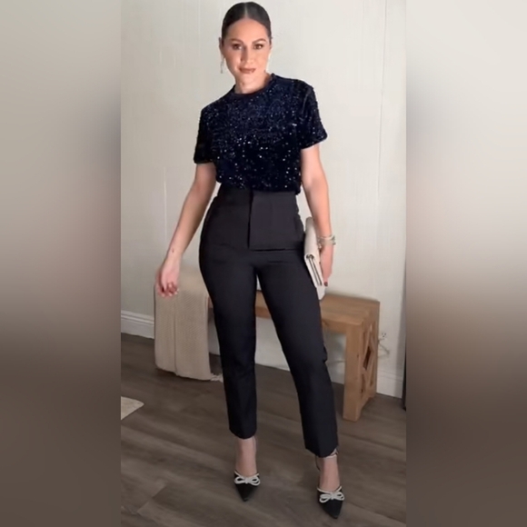 Michael Kors Black Sequin Short Top - Picture 7 of 8